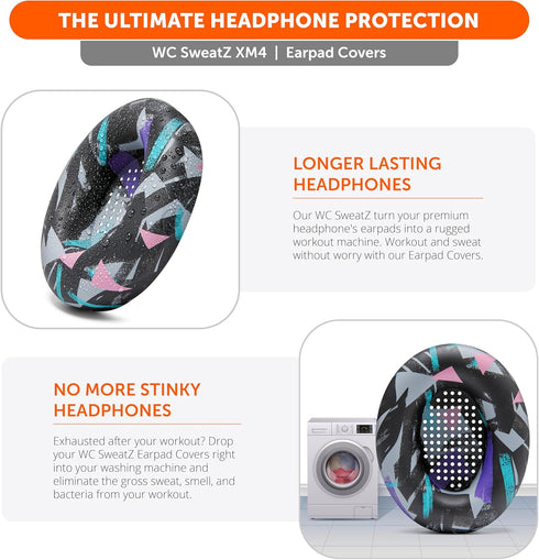 WC SweatZ XM4 - Protective Earpad Sweat Covers for Sony WH1000XM4 by WC | Silicone Ear Covers for Sony WH-1000XM4 Headphones | Sweatproof & Easily...