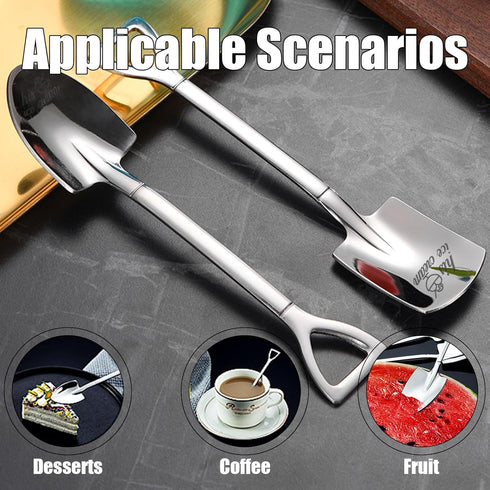 4 Pcs Stainless Steel His and Hers Ice Cream Spoons, Metal Shovel Spoons Couple Gift, Tea Dessert Spoon, Table Spoons Silverware for Coffee Fruit ...