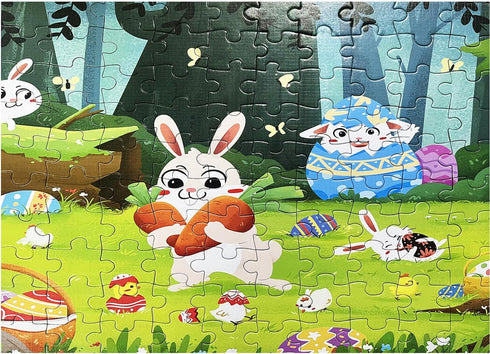 100 Piece Puzzles for Kids Ages 4-6-8 Rabbit Eggs Easter Decorations Jigsaw Floor Puzzles Gifts for Kids School Birthday Party Favors...