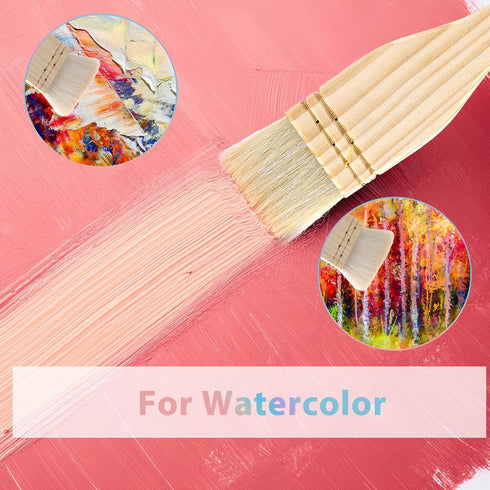2PCS Flat Hake Paint Brushes, Hake Brush for Watercolor Brush Paint Artist Painting Brushes Set Sheep Hair Bristle for Watercolor, Wash Ceramic Po...