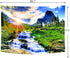 Delur Mountain Waterfall Tapestry Sunset Forest Tapestry Tree Nature Landscape Tapestry Rainforest Scenery Tropical Tapestry Psychedelic Wall Hang...