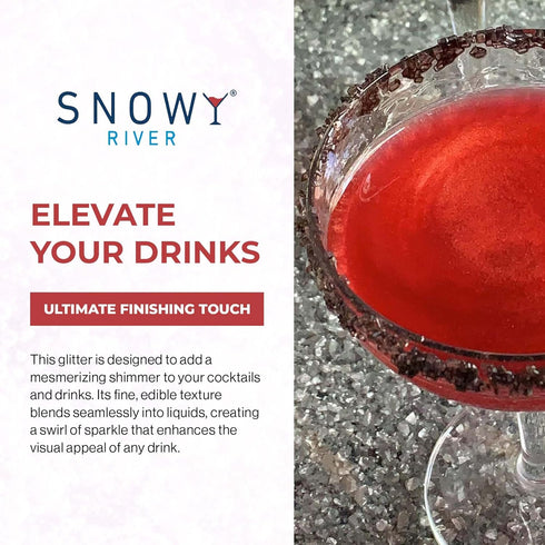 Snowy River Edible Cocktail Glitter - All Natural Edible Beverage Glitter for Cocktails, Wine, Champagne & Soda, Perfect for Parties or Dusting Ca...