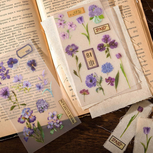 2 Sheets Vintage Rub on Transfer Flower Leaves Stickers 2 Sheet Linen, Clear Rub on Transfer Floral Stickers Decals for Wood Crafts Wine Glass Fab...