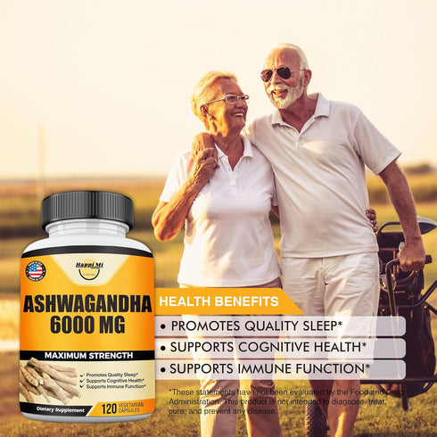 Ashwagandha Root Extract 6000mg per Serving, with Black Pepper for Better Absorption, Energy, Cognitive Function, Immune Support & Overall Wellnes...