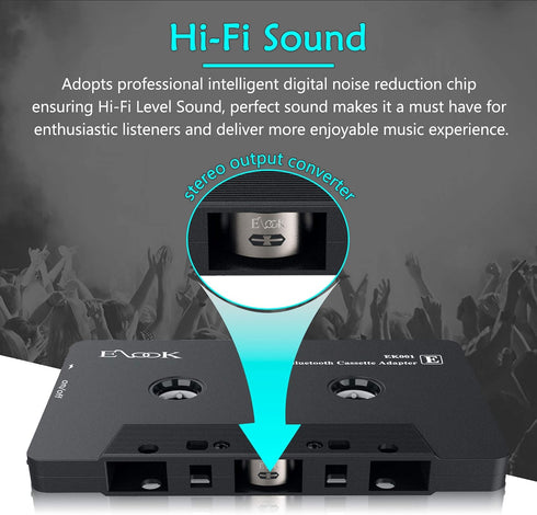 Elook Car Audio Receiver, Bluetooth Cassette Receiver Tape Aux Adapter Player with Bluetooth 5.0...
