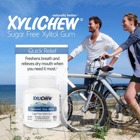 Xylichew 100% Xylitol Chewing Gum - Non GMO, Non Aspartame, Gluten Free, and Sugar Free Gum - Natural Oral Care, Relieves Bad Breath and Dry Mouth...