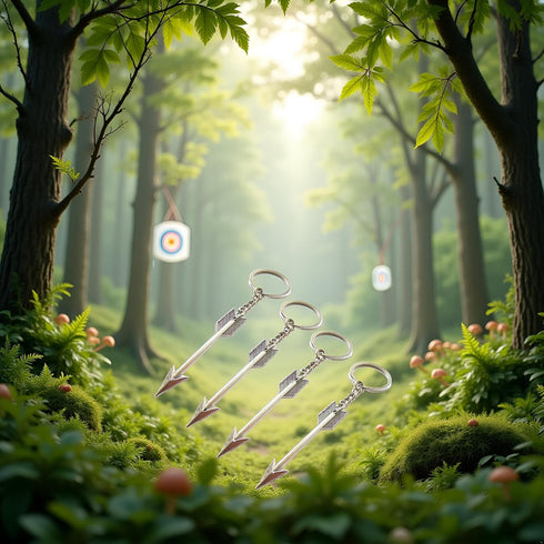 4Pcs Silver Bow and Arrow Key chain Arrow Keyring Boho Keychain Archer Gift Crossbow Bow Jewelry Archery Beading and Jewelry Findings Men's Keyrin...