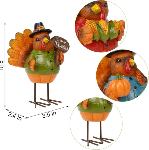 FORUP Thanksgiving Turkey Tabletop Centerpiece Decor, Set of 3 Resin Turkey Friends Decoration for Autumn Fall Thanksgiving Harvest Home Decoratio...
