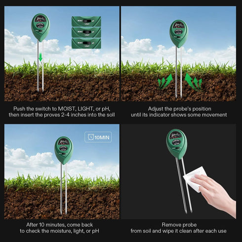 VIVOSUN Soil Tester, 3-in-1 Plant Moisture Meter Light and PH Tester for Home, Garden, Lawn, Farm, Indoor and Outdoor Use, Promote Plants Healthy ...