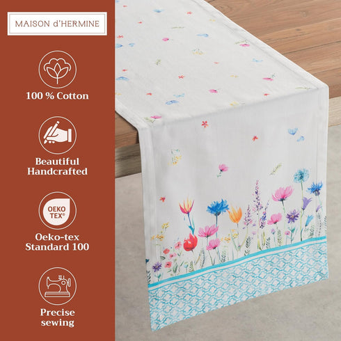 Maison d' Hermine Table Runner 100% Cotton Double Layer Table Runners 72 inches Long Decorative for Home Kitchen Dining Party Wedding Bridal Showe...