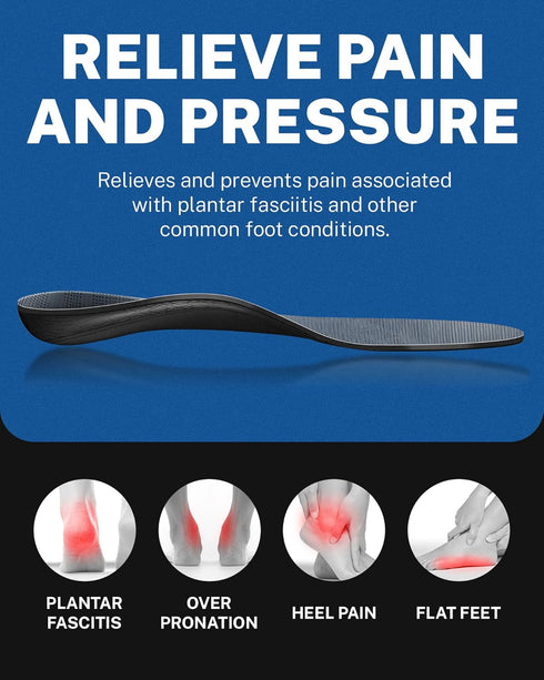 Walkhero Plantar Fasciitis Pain Relief Insoles High Arch Support Orthotic Shoes Inserts, Relieve Flat Feet and Foot Fatigue (Mens 9-9 1/2 | Womens...