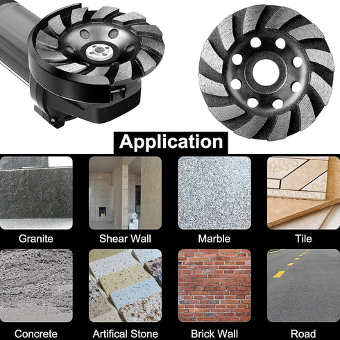 SUNJOYCO 4.5 inch Concrete Grinding Wheel, 12-Segment Heavy Duty Turbo Row Diamond Cup Grinding Wheel Angle Grinder Disc for Granite Stone Marble ...