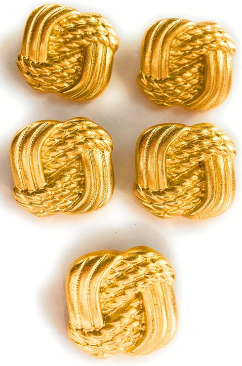 Matte Square Gold Buttons Set - Square Rope Button Design - for Dresses, Jacket,Sport Coats Coats and Suits 3 Sizes (1'', 3/4'', 1/2''') (5-3/4'' ...