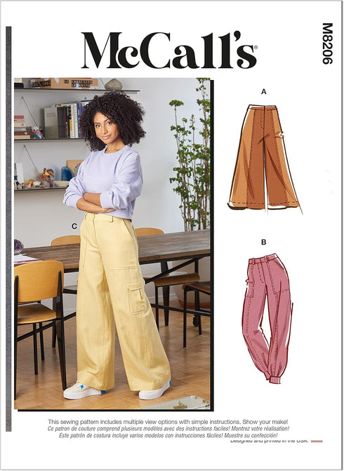 McCall's Misses' Cargo Pants Sewing Pattern Kit, Code M8206, Sizes 16-18-20-22-24, Multicolor...