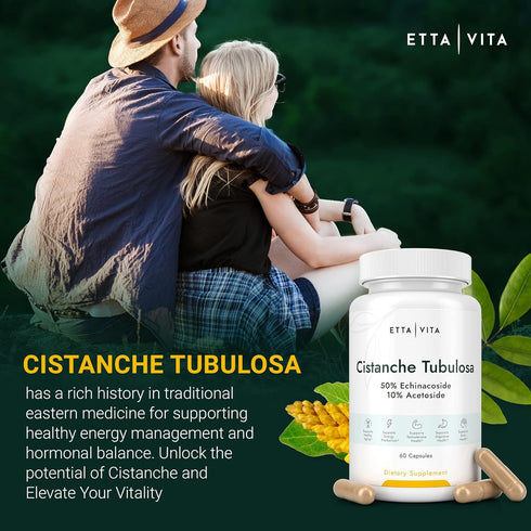 Potent Cistanche Tubulosa Capsules (500 mg) Stress Response, Mood & Cortisol Support (2X Potent 50% Echinacoside/10% Acetoside) Hormonal Balance f...