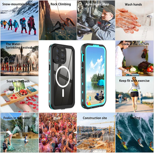 Case for iPhone 15 Pro Max,Compatible with MagSafe Waterproof DropProof DirtProof Snowproof Anti-Scratch Heavy Duty Full Body Protect Built in Scr...