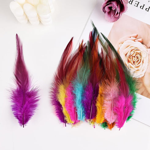 120pcs 5-7" Feathers for Crafts?Saddle Hackle Feather?Rooster Feathers Bulk for Wedding Home Party, Dream Catcher Supplies and DIY Crafts(12 color...