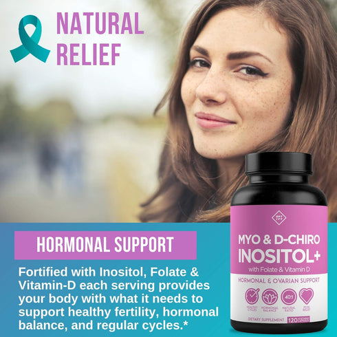 Premium Inositol Supplement - Myo-Inositol and D-Chiro Inositol Plus Folate and Vitamin D - Ideal 40:1 Ratio - Hormone Balance & Healthy Ovarian S...