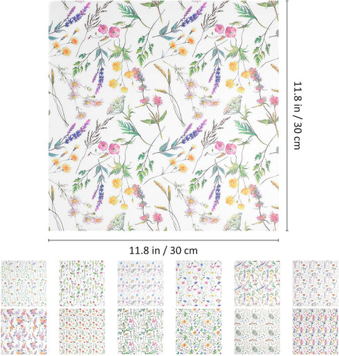 Lurrose 24 Sheets Scrapbook Paper Floral Scrapbook Paper Decorative Craft Paper for Scrapbooking Supplies Card Making Supplies...