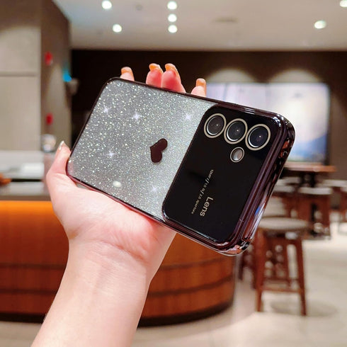 phylla for Samsung Galaxy A25 5g 6.5” Phone Case with Gradient Bling Glitter Heart Luxury Plating Slim Clear Case with Side Love Pattern Soft Shoc...