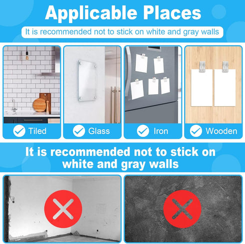 60 Pieces Self-Adhesive Clips Wall Tapestry Clips Plastic Sticky Clips Small Hanging Spring Clips Double-Sided Adhesive Spring Clips for Poster Ph...