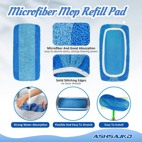 8 Pack Reusable Mop Refill Pad Compatible for Swiffer Sweeper Mops,Dry Refills Pad for 10-12 inches Sweeper Mop,Floor Cleaning Refills Pads,Dry We...