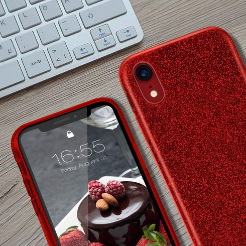 MATEPROX Compatible with iPhone XR case,Bling Sparkle Cute Girls Women Protective Christmas Case(Red)...
