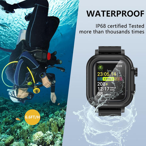 Hensinple Waterproof Case For Apple Watch Band 45mm Series 8/7 with Case, IP68 Waterproof Case built-in Screen Protector 360 Full Protective Shock...