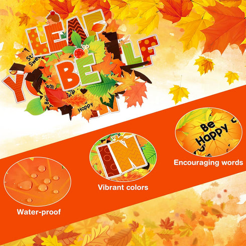 90 Pcs Growth Mindset Bulletin Board Decorations Classroom Tree Bulletin Board Sets Positive Sayings Be Leaf in Yourself Paper Cut Outs Inspiratio...