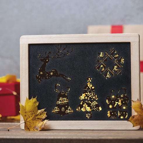 12" Christmas Pattern Paper & Sticker Kit Black Gold Scrapbook Premium Specialty Paper Double-Sided 12"x12" with 12 Designs 36 sheets for Scrapboo...