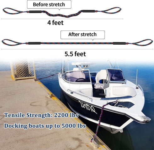 Botepon Boat Bungee Dock Lines, Boating Gifts for Men, Boat Accessories, Pontoon Accessories, Mooring Lines for Bass Boat, 4 Feet...