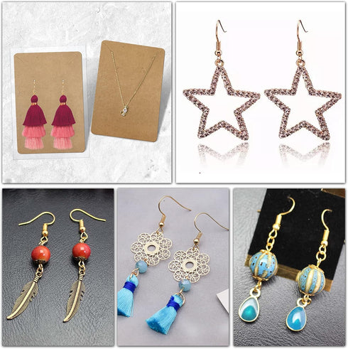 TOAOB 700pcs Earrings Making Kit with Hypoallergenic 925 Sterling Gold Earring Hooks Jump Rings Ear Backs Earring Display Cards and Bags Earring P...