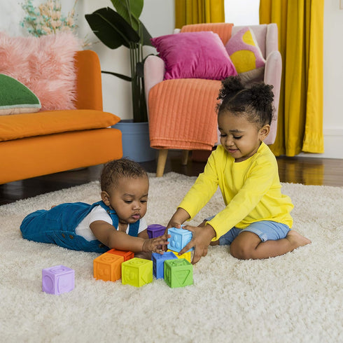 Bright Starts KaledioCubes 9pk Stack & Squeeze Blocks Baby Bath Toys - Play & Learn with Colors, Numbers & Shapes, Ages 3 Months+, Multicolor...