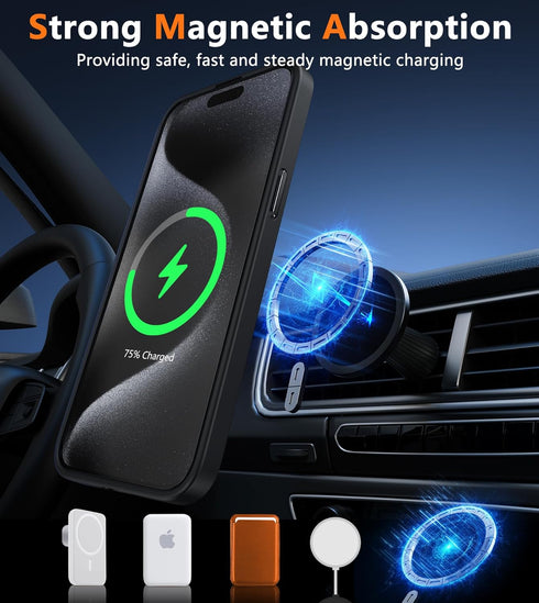 FNTCASE for iPhone 15 Pro-Max Case: Strong Magnetic Phone Case with Screen Protector | Camera Protector Translucent Matte Slim Shockproof Military...