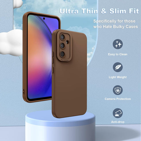 Samsung Galaxy a15 5g Case: Liquid Silicon Protective Military Grade Armor Samsung a15 Case, Heavy Duty Protection Phone Cases (Brown)...