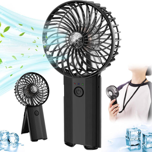 Portable Hand Held Fan-Handheld Personal Fan Rechargeable with 4 Speeds,Super Quiet,16 Hours of Use-Perfect for Airplane Beach Travel,Office,Gifts...