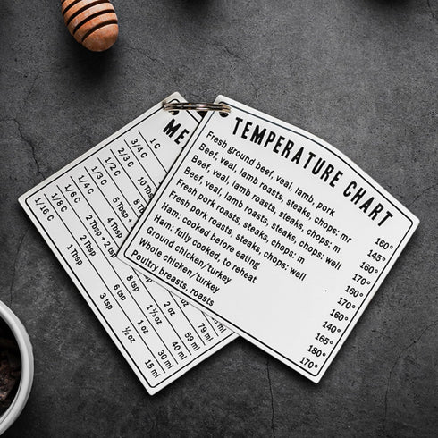 Kitchen Temperature Meat Chicken Fish Chart Magnet | Must have for any Chef | Cups Teaspoons Tablespoon Ounces and Milliliters | Magnetic Cooking ...