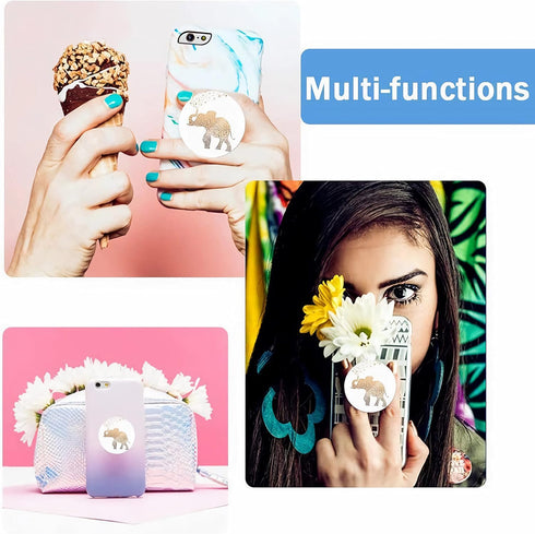 Multi-Functional Grip Mobile Phone Stands and Finger Holder (3 Pack) - Black Panda Marble Rose Flower...