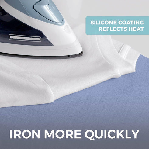HOME GENIE Ironing Board Cover, Silicone Coating, Full Size Scorch Resistant Padding, Elastic Edge Heavy Duty Iron Pad Covers Standard Boards, Hoo...