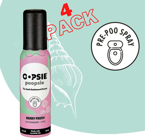Berry Fresh Before & After You Go Toilet Spray 2oz - Portable Odor Eliminator - 4 Pack...