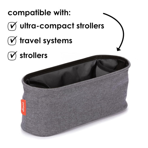 Diono Buggy Buddy Universal Stroller Organizer with Cup Holders, Secure Attachment, Zippered Pockets, Safe & Secure, Gray...