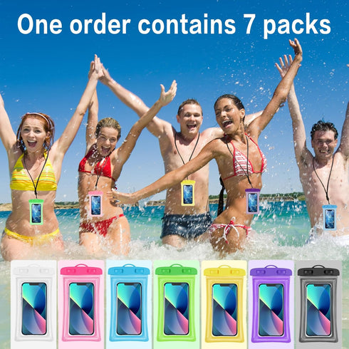 7 Pcs Waterproof Phone Pouch, Universal IPX8 Floating Waterproof Cell Phone Case Dry Bag, Compatible with Most Cell Phone on Market, Waterproof Ph...