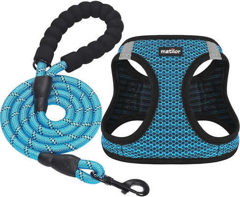 Dog Harness Step-in Breathable Puppy Cat Dog Vest Harnesses for Small Medium Dogs Blue...