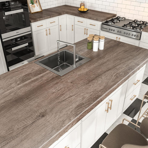 85''x15.8'' Classic Gray Oak Wood Wallpaper Peel and Stick Wood Contact Paper Waterproof countertop Vinyl Wood Wall Paper Removable Wood Look Viny...