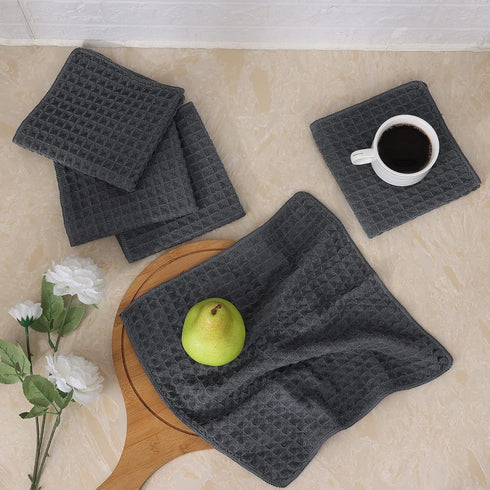 Homaxy Premium Microfiber Waffle Weave Kitchen Dish Cloths, 12 x 12 Inch Ultra Absorbent and Solid Color Dish Towels for Kitchen Fast Drying Dishc...
