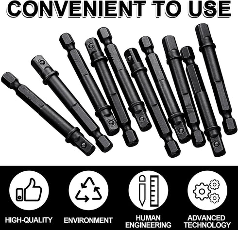 Impact Adapter Square Socket Bit Adapter Hex Impact Socket for Drills, Extension Socket Driver Bits Impact Socket Adapter for Automotive DIY (Blac...