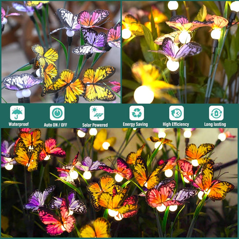TONULAX Solar Garden Lights - Newest Swaying Butterfly Light, Swaying in The Wind, Solar Outdoor Lights, Yard Patio Pathway Decoration, High Flexi...