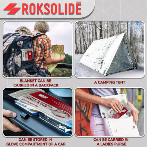 Emergency Blankets | Mylar Thermal Blanket, Essential Survival Gear for Emergency Kits. Ultralight Reflective Foil Blanket for Camping or Cold Wea...