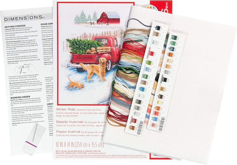 Dimensions 'Winter Ride' Counted Cross Stitch Kit, 14 Count Ivory Aida Cloth, 10'' x 14''...