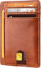 Slim Minimalist Front Pocket RFID Blocking Leather Money Clip Wallets for Men Women, Light Brown...
